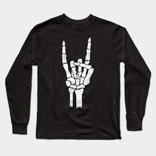 Skeleton Hand Rock Metal Sign Long Sleeve T-Shirt